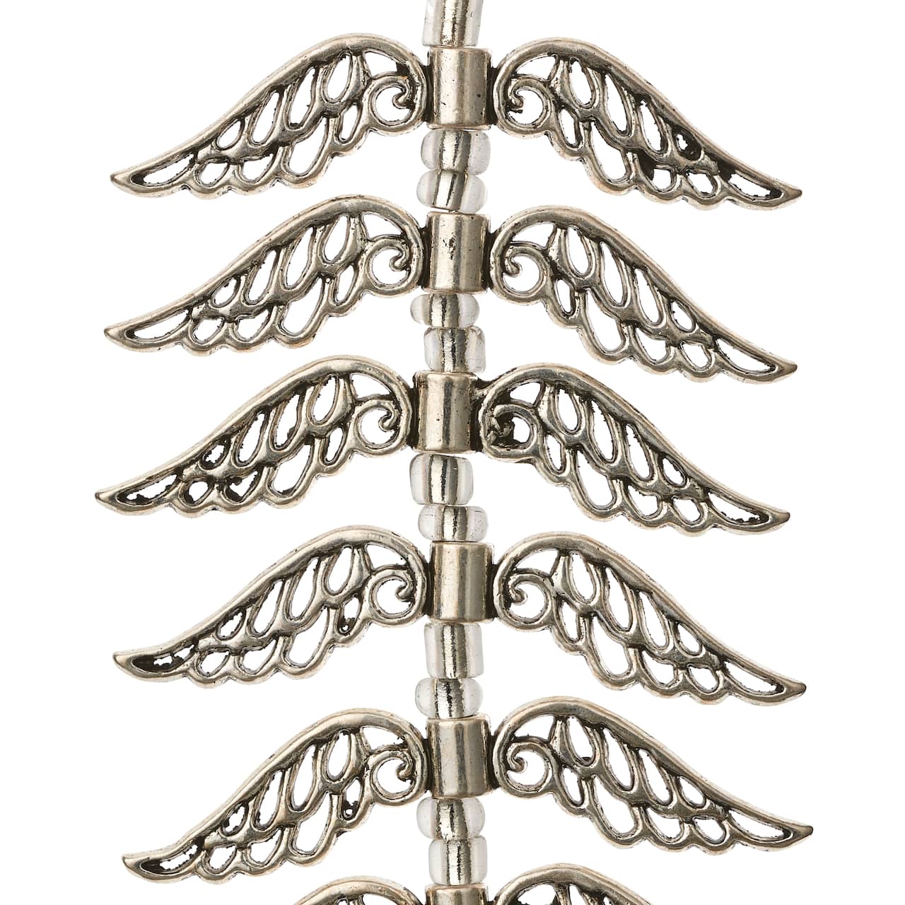 Silver Metal Large Wing Beads, 42mm by Bead Landing&#x2122;